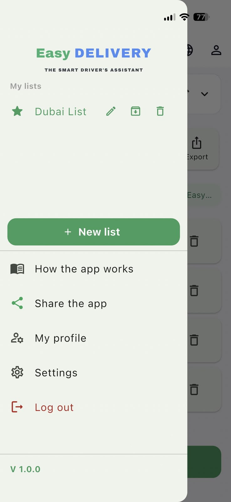 Daily lists, kept 7 days